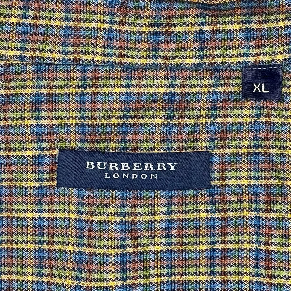 Burberry Mens Plaid Dress Shirt XL Preppy Brown Green Blue Yellow Button Up - Picture 3 of 10